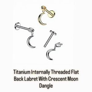 Element Crescent Moon Titanium Labret Piercing - Gold & Silver